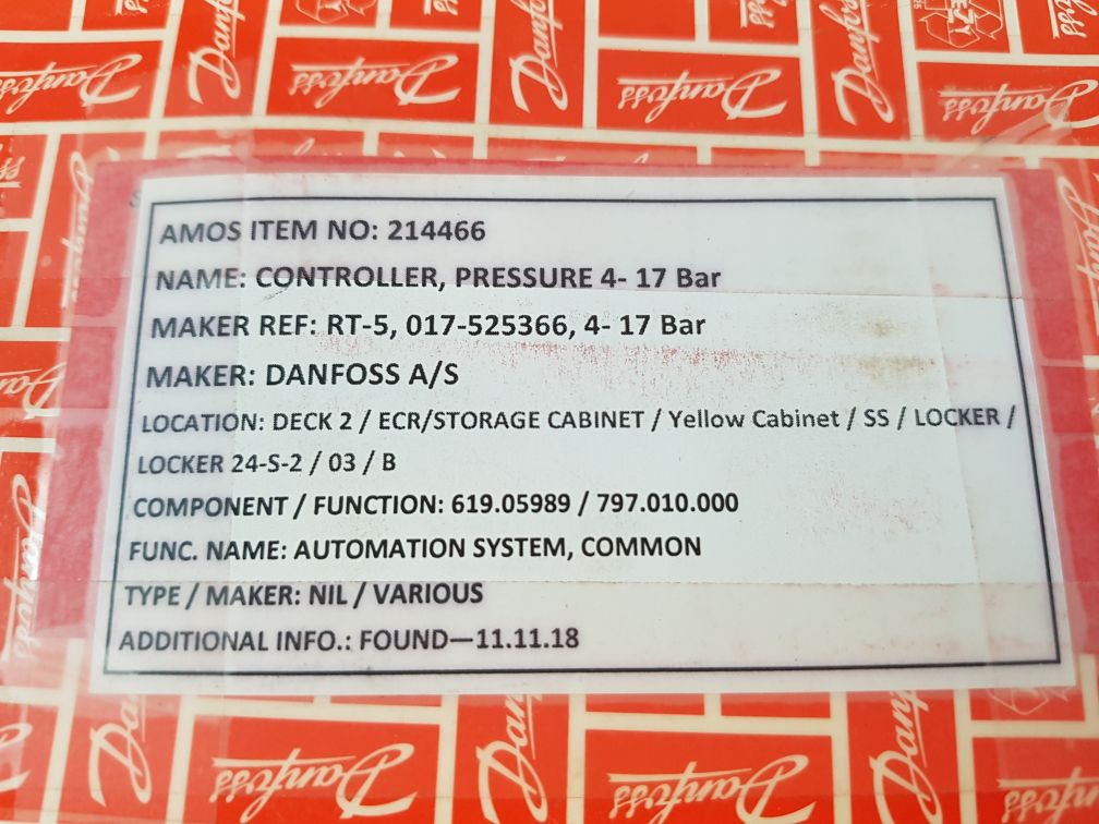 Danfoss Rt5 Pressure Switch 017A1694-01