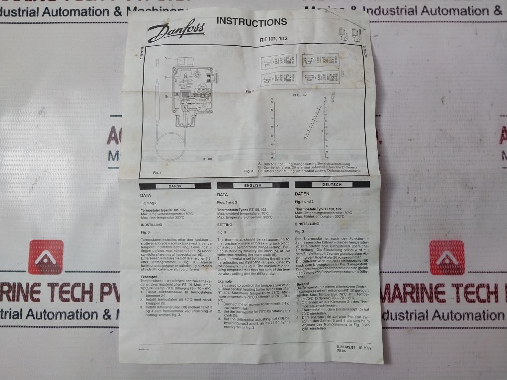 Danfoss Rt 101 Thermostat 17-5003 Temperature Switch 25-90°C