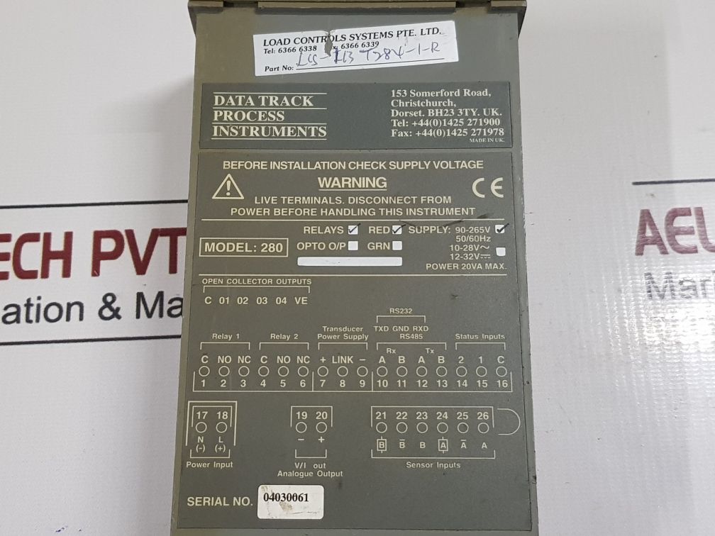 Data Track Process Instruments 280 Relay