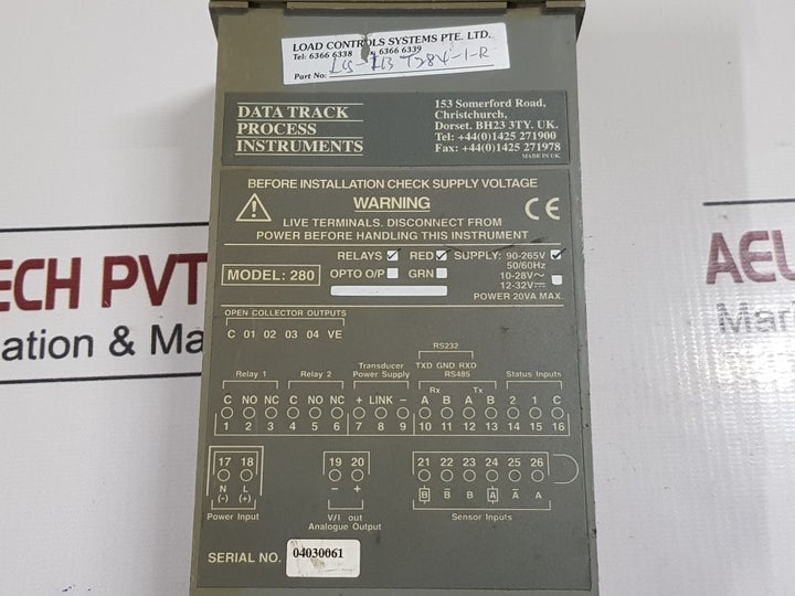 Data Track Process Instruments 280 Relay