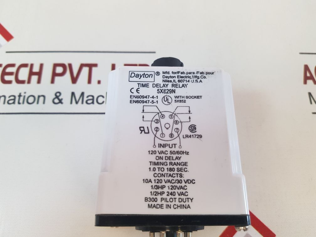 Dayton 5X829N Time Delay Relay 1.0 To 180Sec.