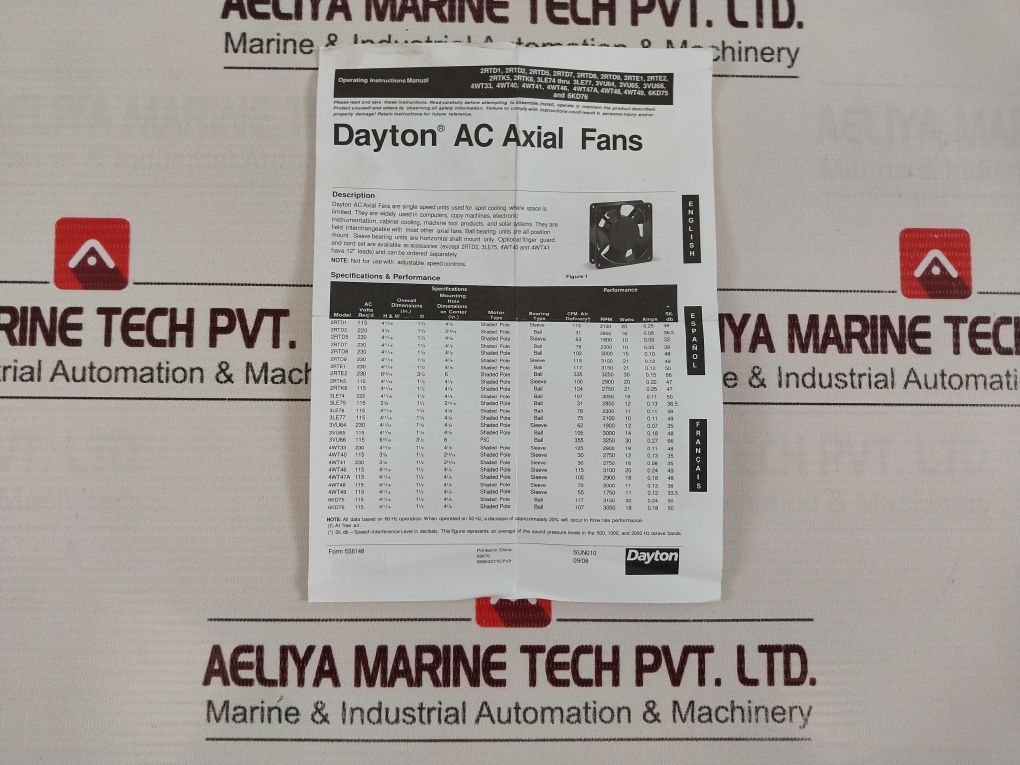 Dayton 6Kd75 115V 117 Cfm Ac Axial Fan