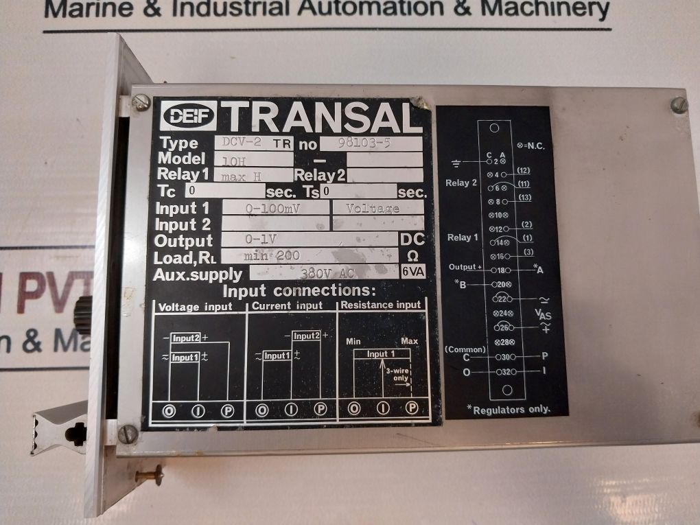 Deif Dcv-2 Tr Transal Relay 0-100Mv Voltage 98103-5