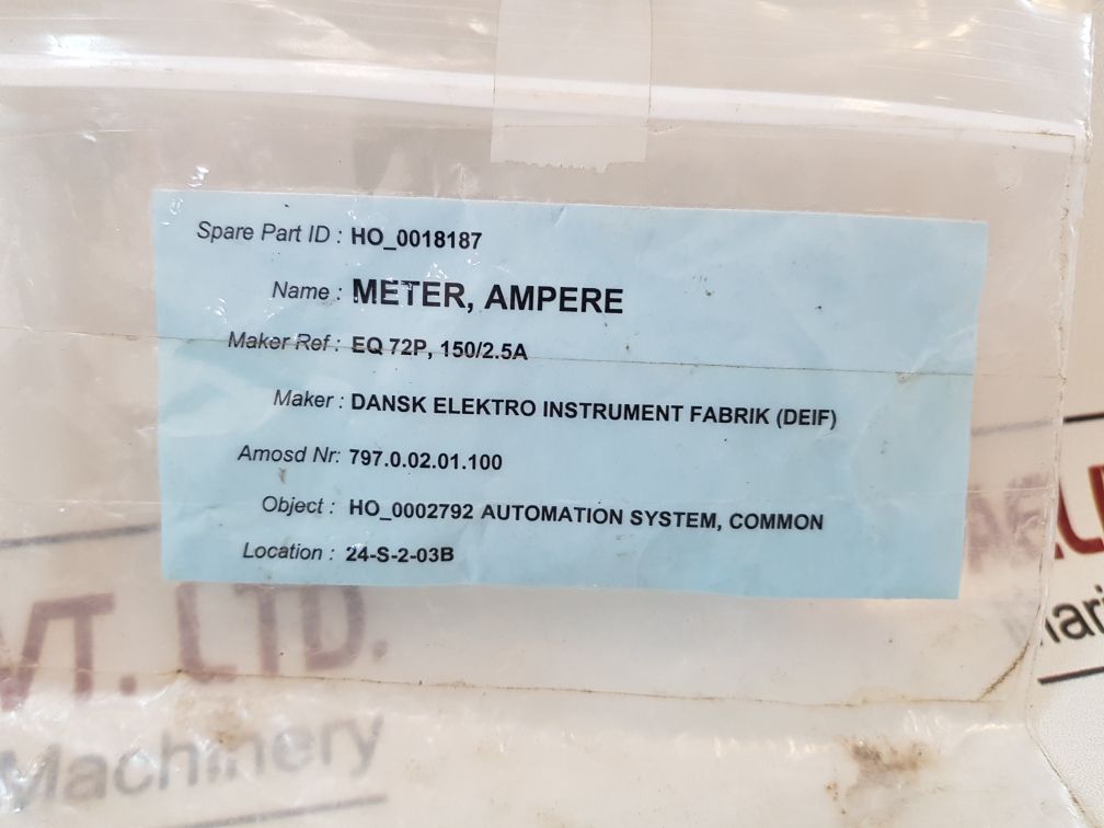 Deif Eq 72P, 150/2.5A Ampere Meter
