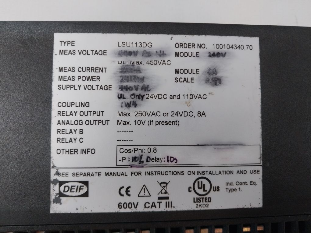 Deif Lsu-113Dg Load Sharing Unit 440Vac Free Shipping By Express