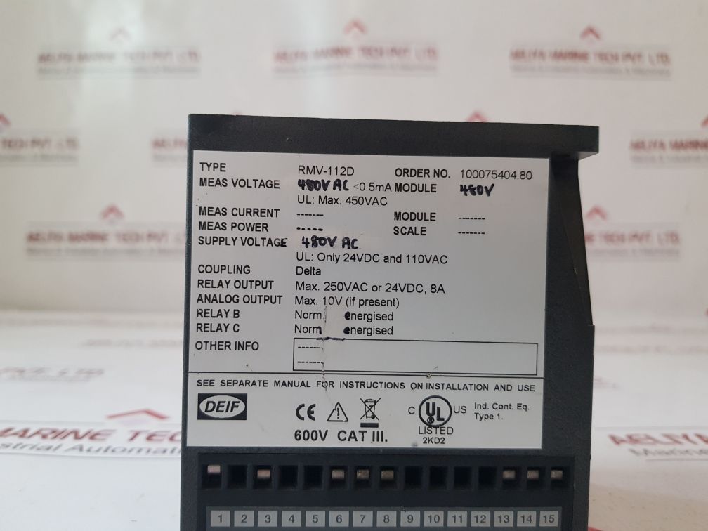 Deif Rmv-112D Protective Voltage Relay 100075404.80