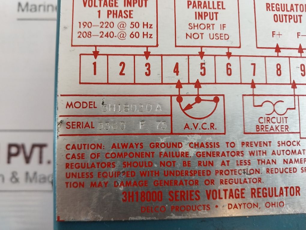Delco 3H18020A Voltage Regulator
