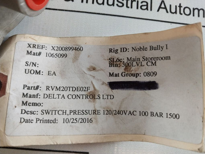 Delta Rvm20Tde02F Pressure Switch