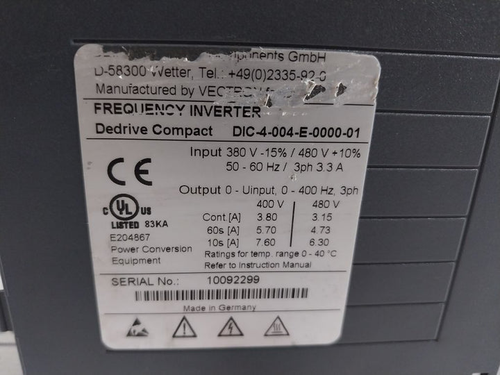 Demag Dic-4-004-e-0000-01 Frequency Inverter 0-40°C