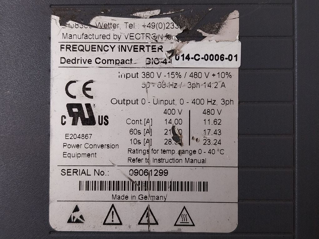 Demag Dic-4-014-c-0006-01 Frequency Inverter 09061299