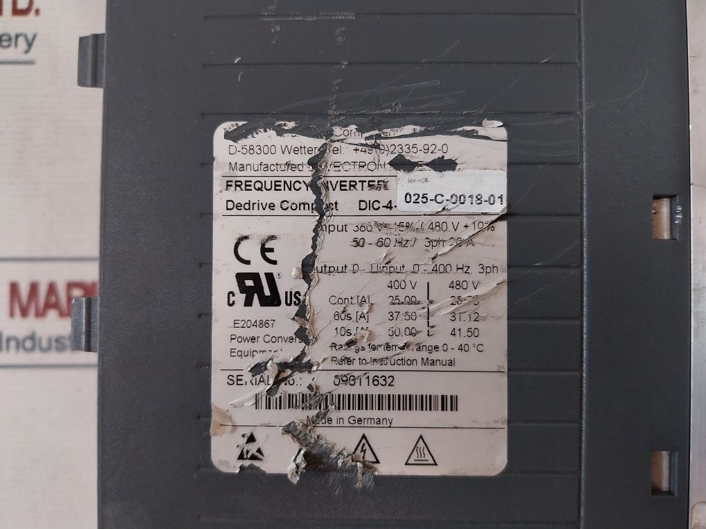Demag Dic-4-025-c-0018-01 Frequency Inverter 26A