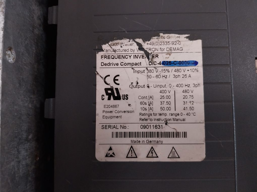 Demag Dic-4-025-c-0018-01 Frequency Inverter 26A