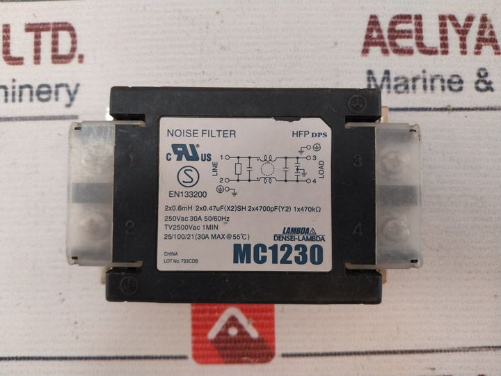 Densei-lambda Mc1230 Noise Filter 250Vac 30A 50/60Hz