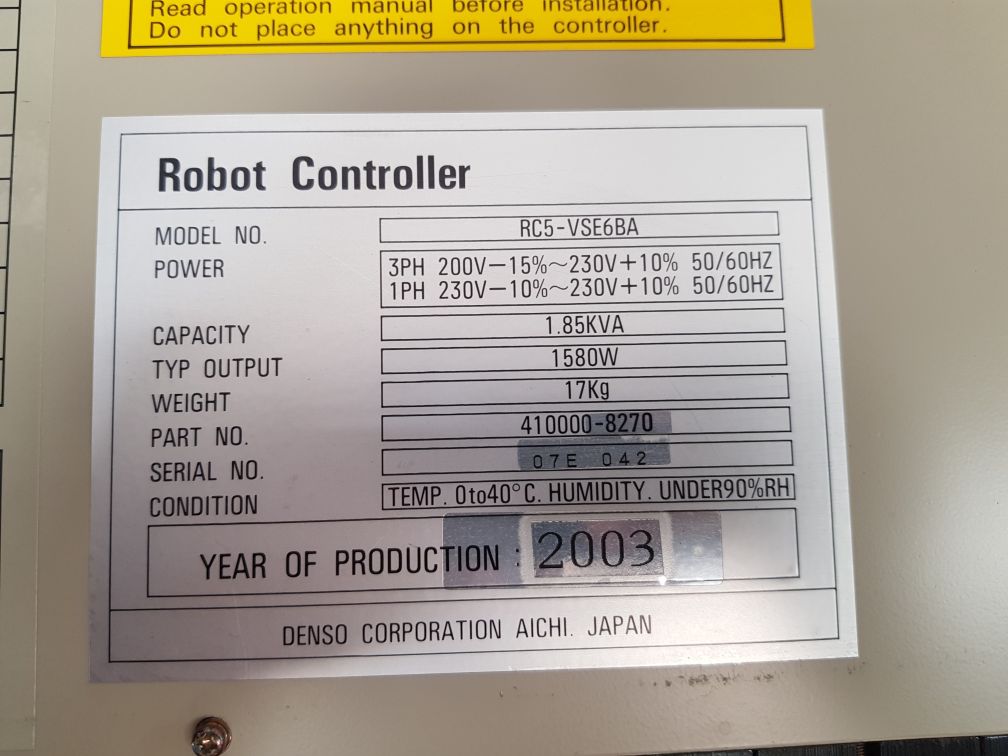Denso Rc5-vse6Ba Robot Controller 410000-8270