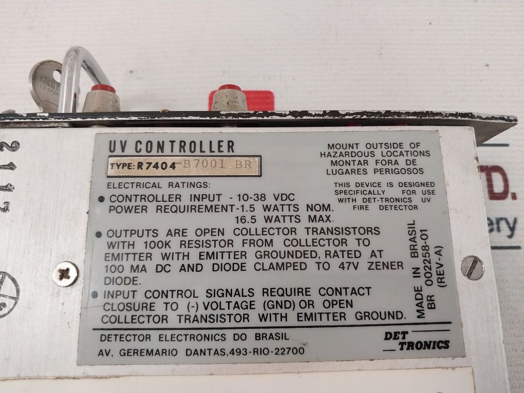 Det-tronics R7404-b7001 Br Ultraviolet Fire Detection System