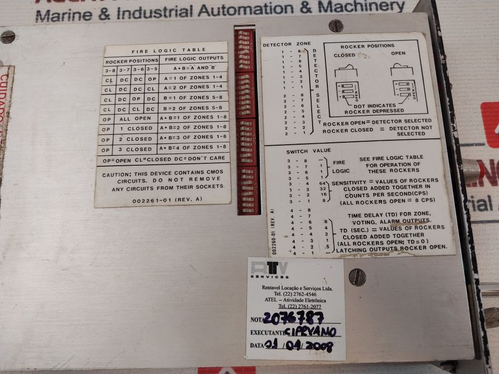 Det-tronics R7404-b7001 Br Ultraviolet Fire Detection System