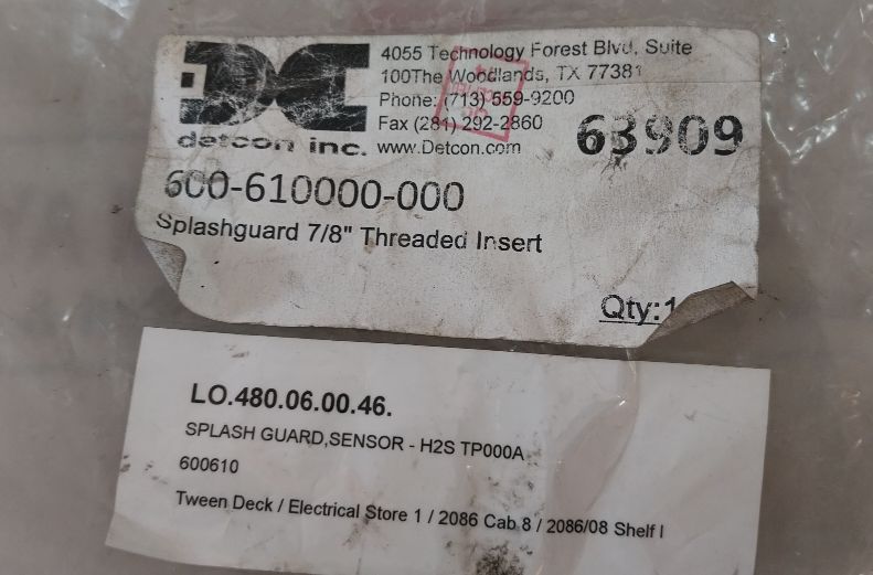 Detcon 600-610000-000 Splashguard 7/8″ Threaded Insert