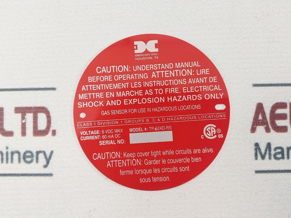 Detcon 897-850000-010 Tp-524D-rs Gas Sensor Detector 60 Ma Dc