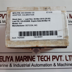 Detcon 943-000006-132 Calibration Adapter