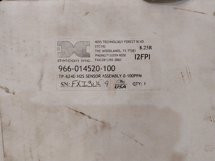 Detcon Tp-624D Hydrogen Sulfide H2S Gas Sensor 897-850800-010