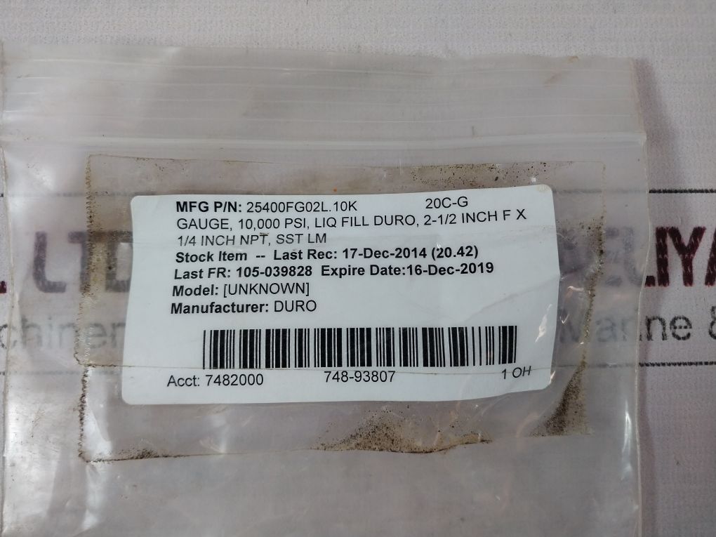 Dewit 0-10000 Psi Pressure Gauge