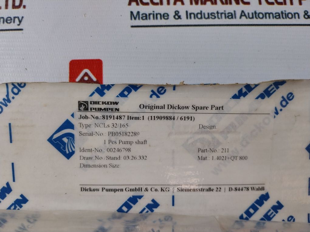 Dickow Pumpen 1.4021 Qt 800 Pump Shaft 211