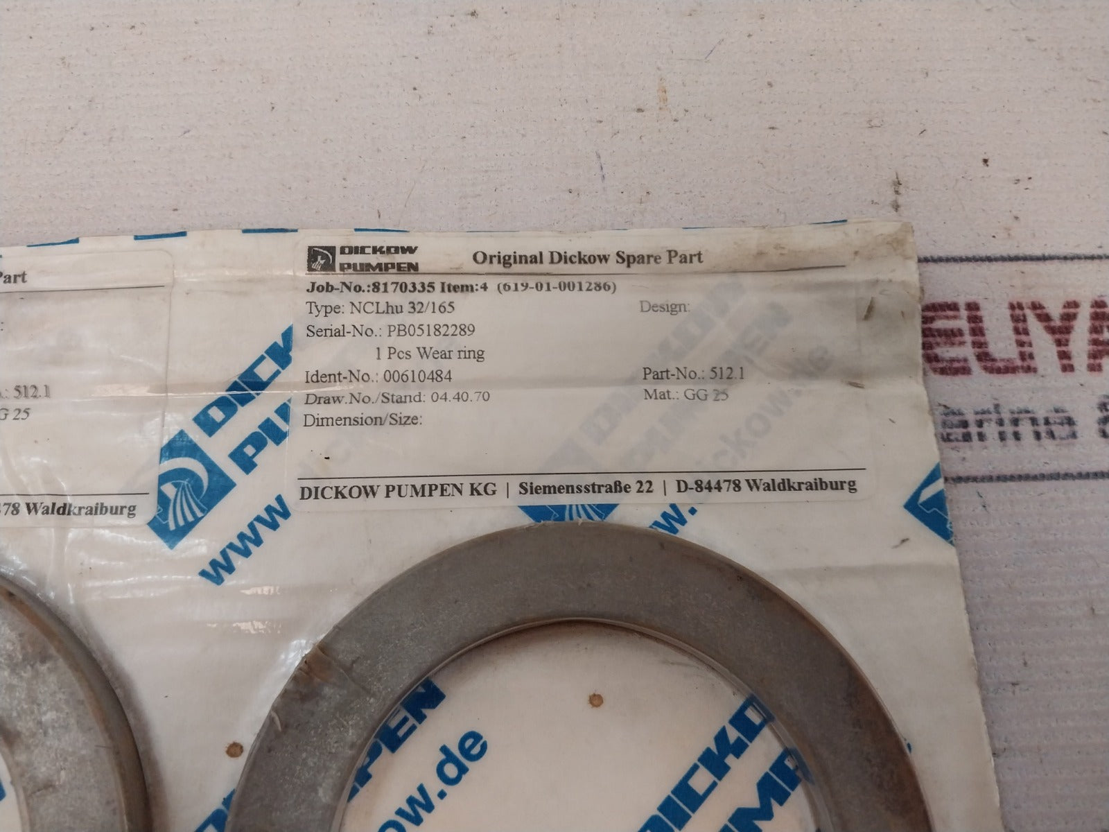 Dickow Pumpen 512.2 Wear Ring