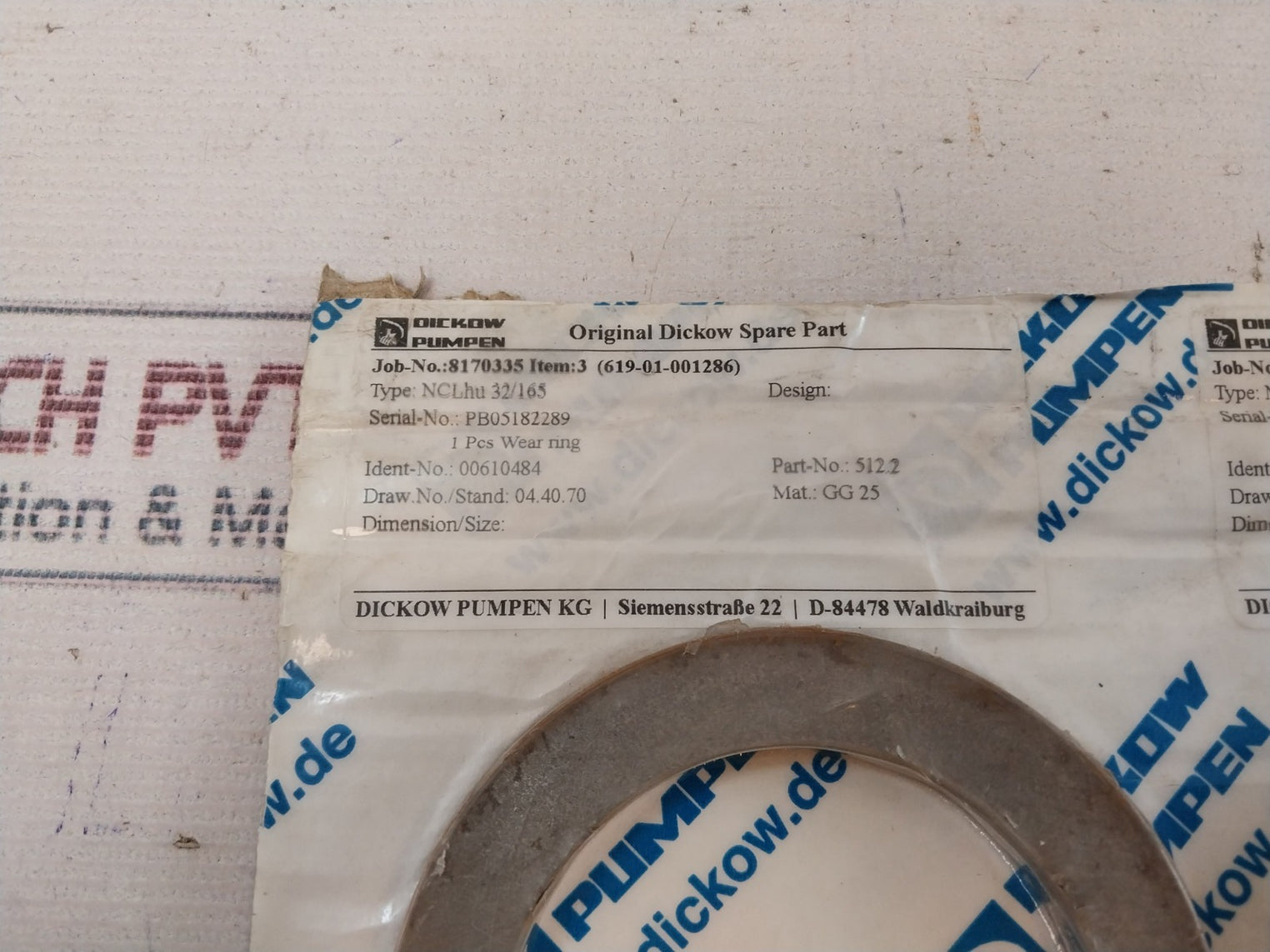 Dickow Pumpen 512.2 Wear Ring