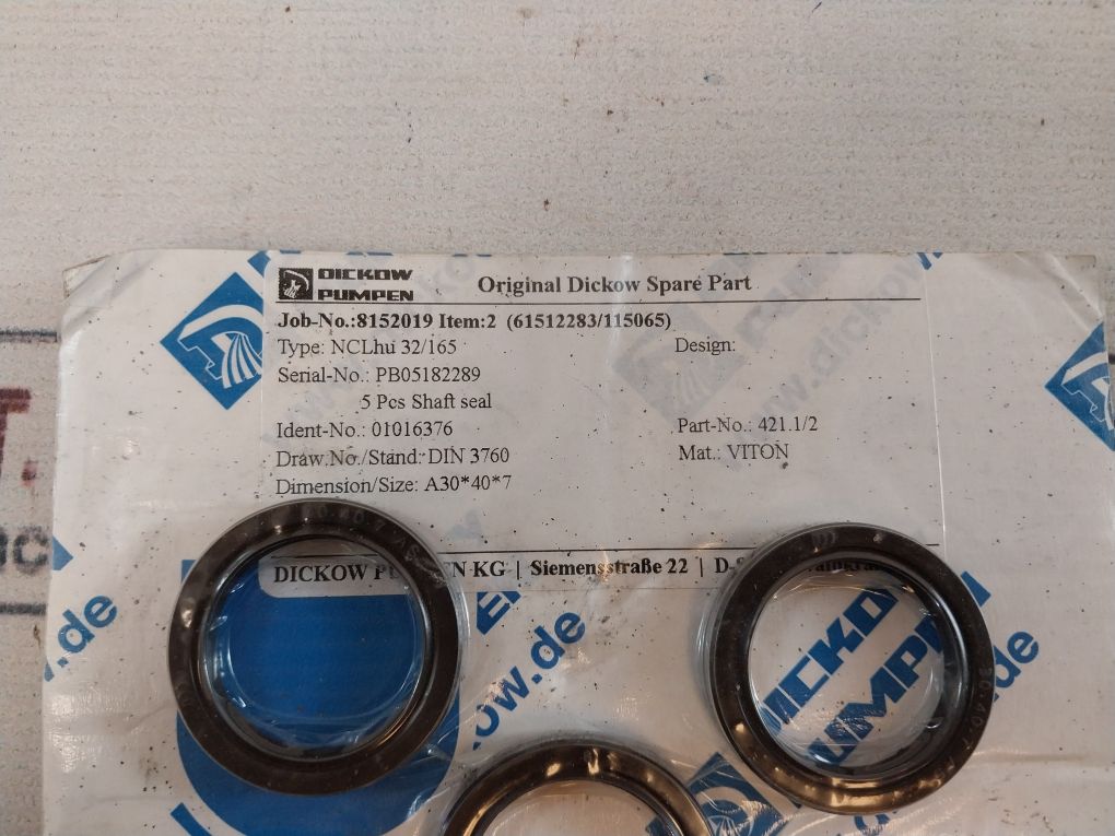 Dickow Pumpen Din 3760 Shaft Seal
