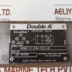 Double A Nnnbc-5-20M-10C1-hk Pressure Relief Valve