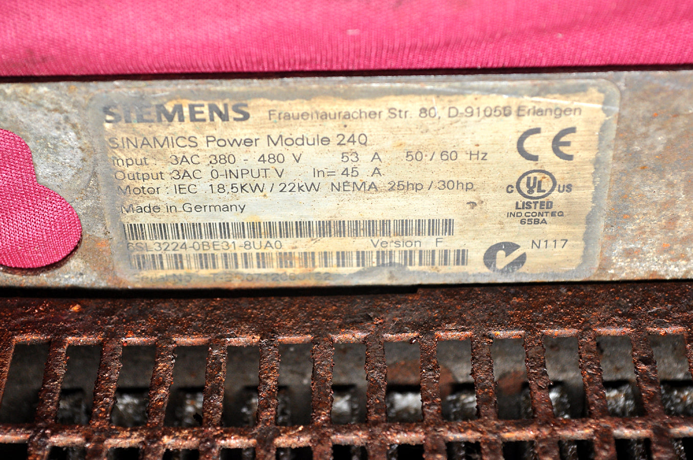 Siemens 6sl3224-0be31-8ua0 sinamics power module pm240