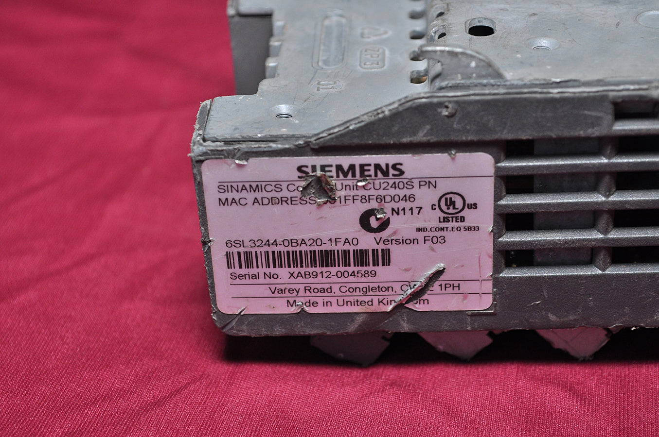 Siemens 6sl3244-0ba20-1fao sinamics control unit cu240s-pn