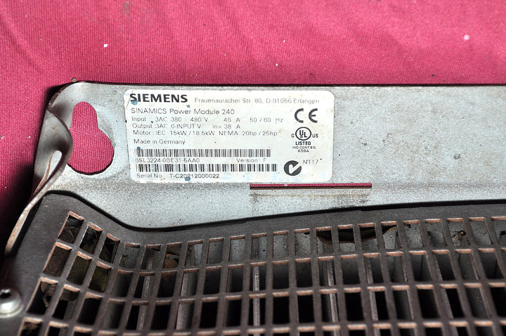 Siemens 6sl3224-0eb31-5aa0 sinamics power module 240