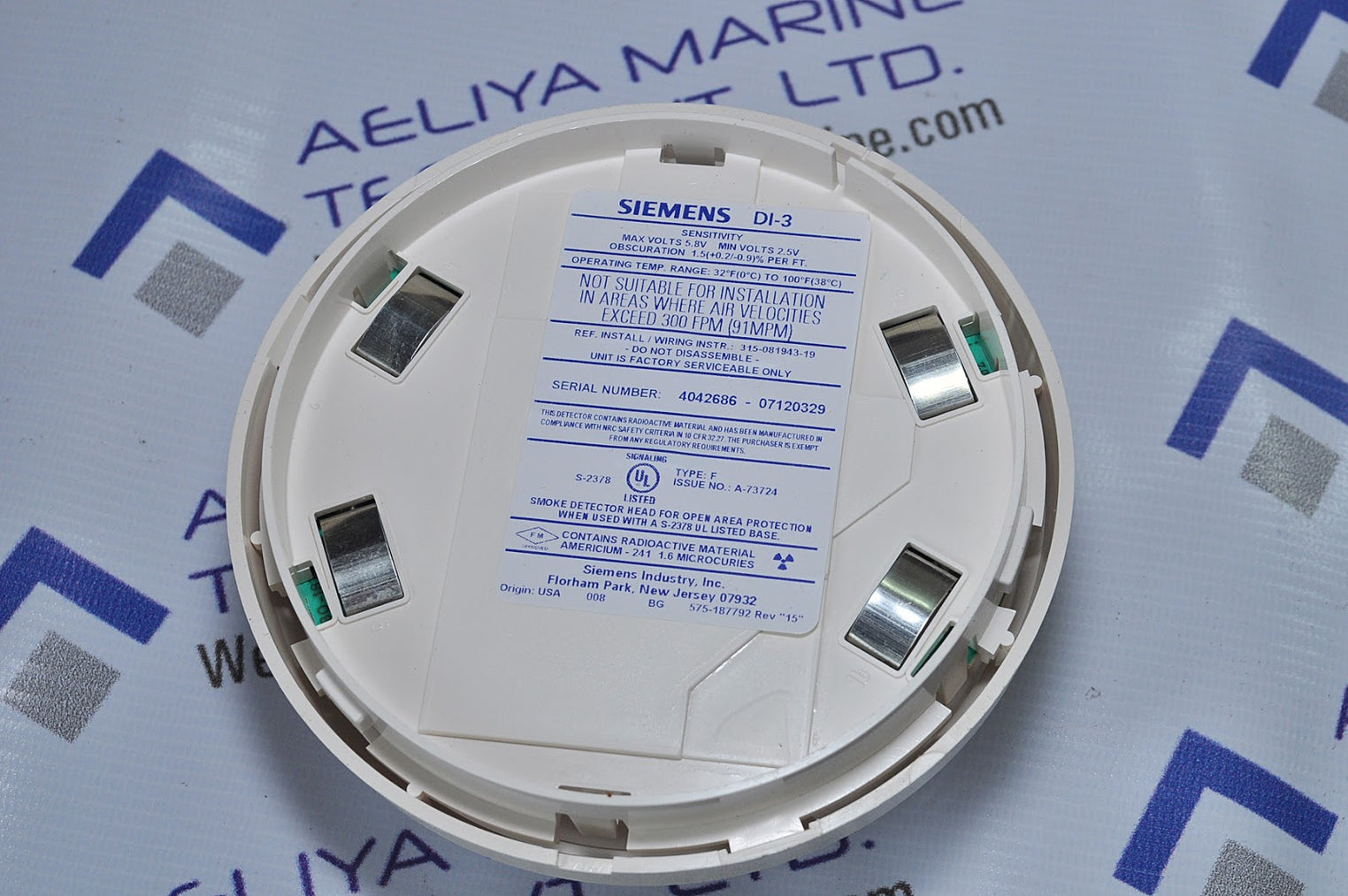 SIEMENS Dl-3 ION DETECTOR FIRE ALARM