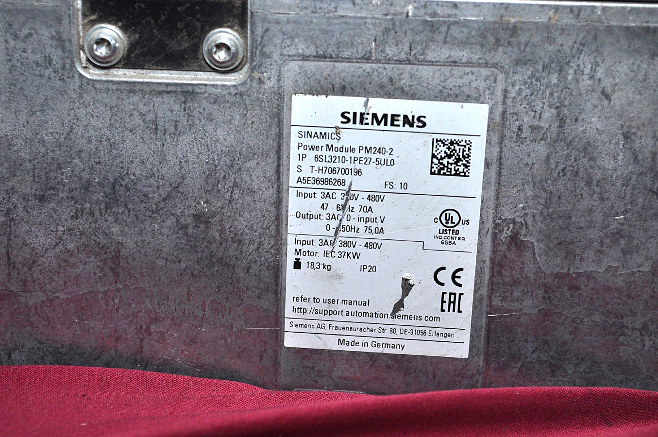 Siemens sinamics power module pm240-2 1p 6sl3210-1pe27-5ul0