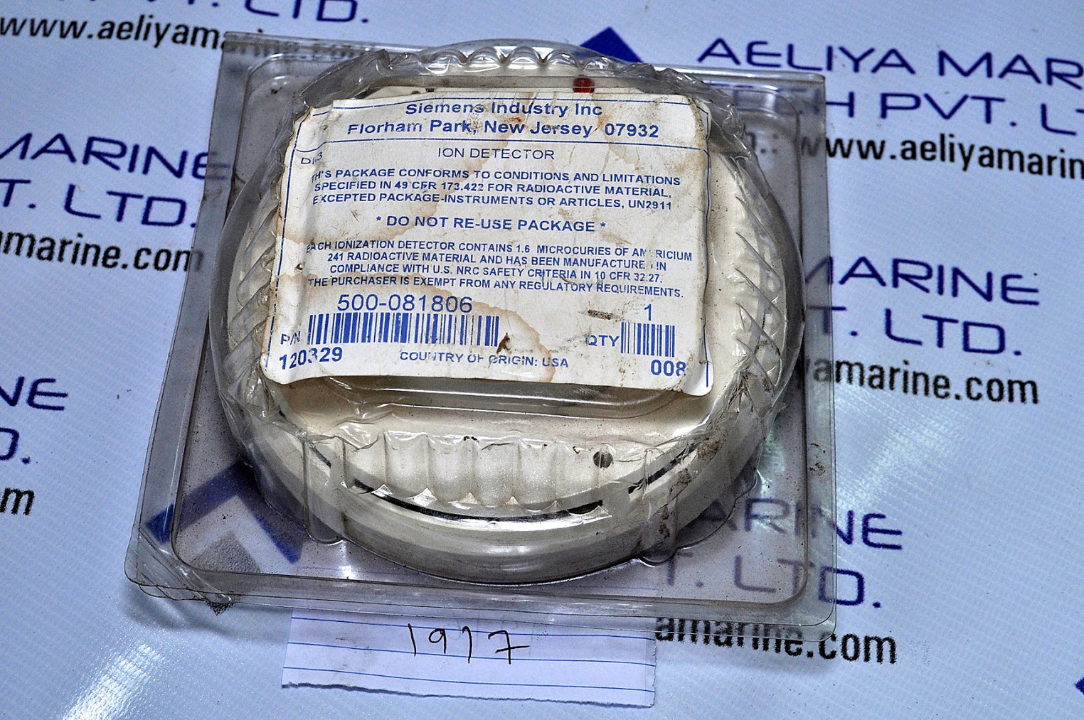 SIEMENS Dl-3 ION DETECTOR FIRE ALARM