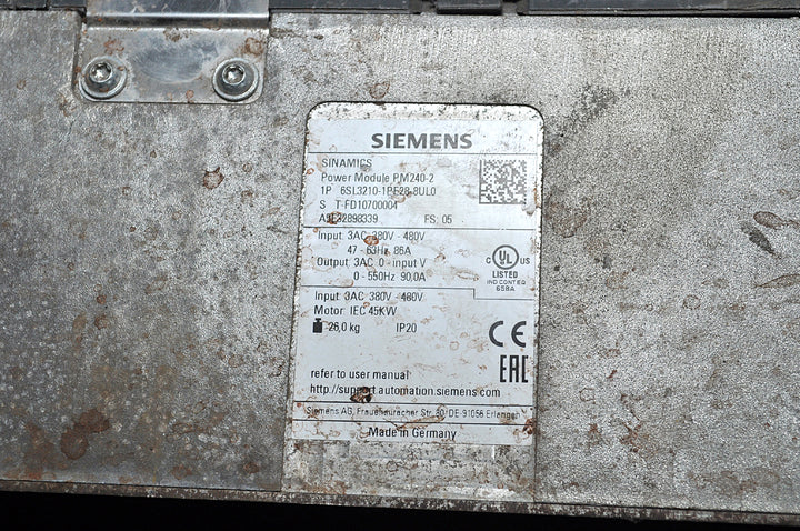 Siemens sinamics power modle pm240-2 1p 6sl3210-1pe28-8ul0