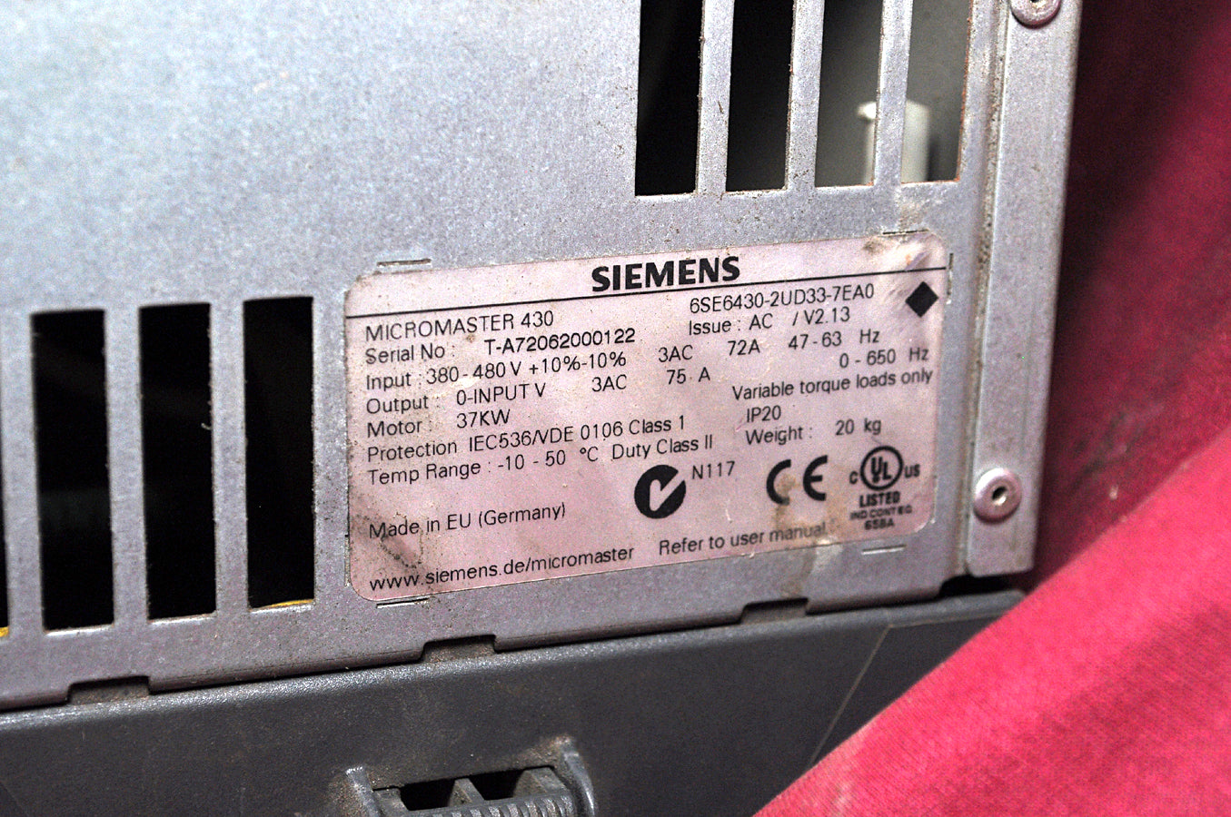 Siemens micromaster 430 6se6430-2ud33-7ea0