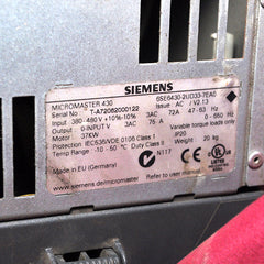 Siemens micromaster 430 6se6430-2ud33-7ea0