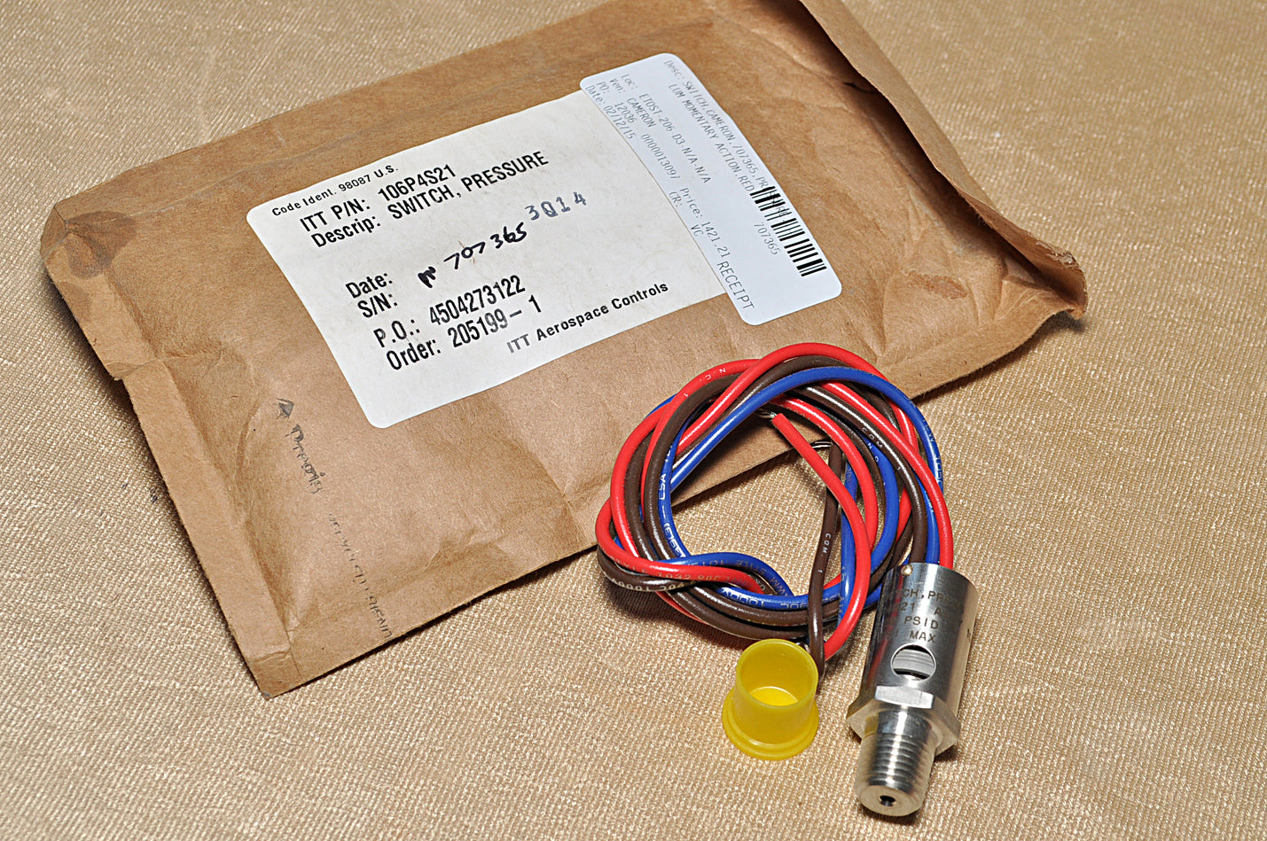 Itt aerospace controls 106p4s21 pressure switch