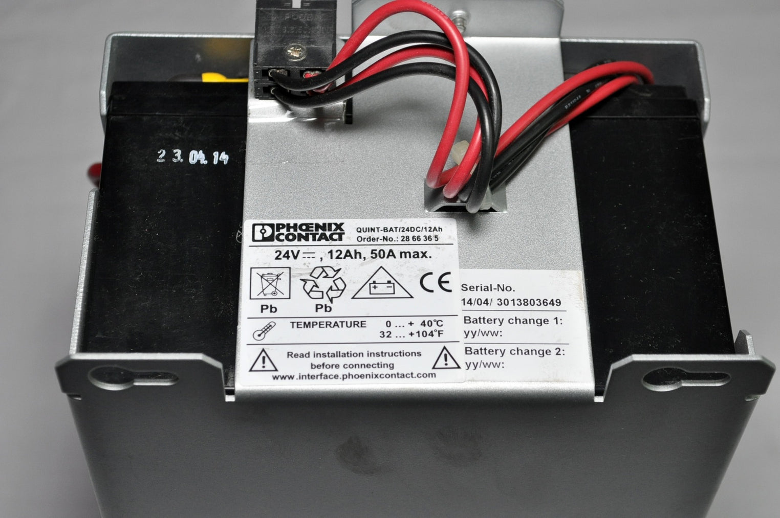 Phoenix contact quint-bat/24dc/12ah battery module