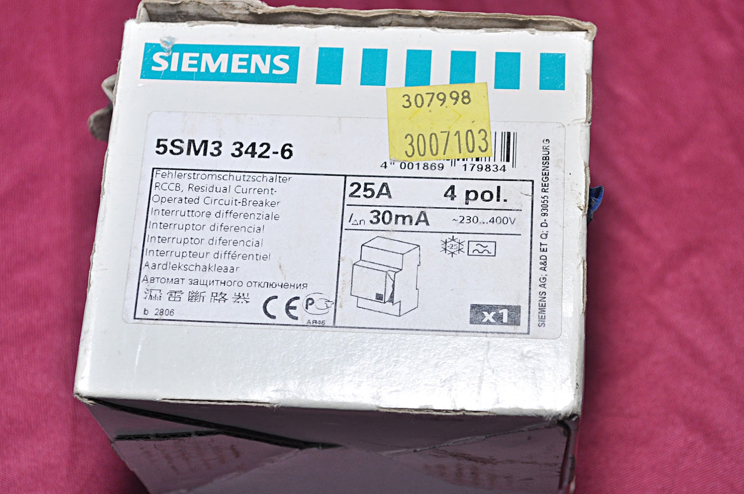 SIEMENS 5SM3 342-6 RCCB CIRCUIT BREAKER 25A