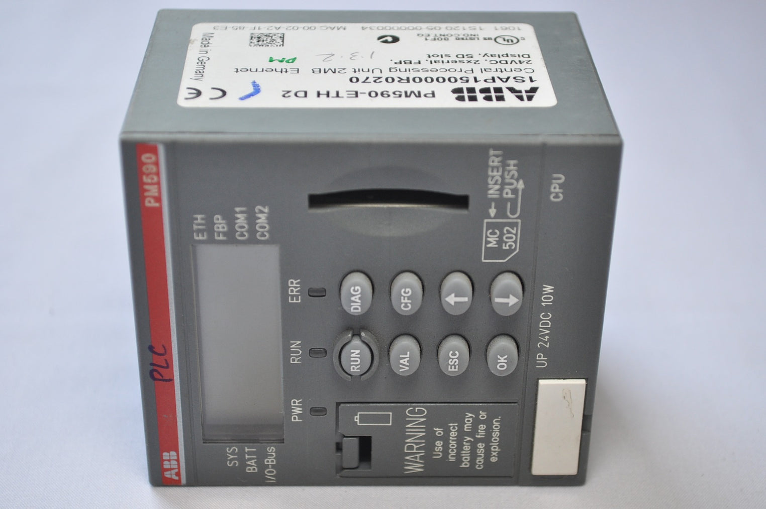 Abb pm590-eth d2 1sap150000r0270 cpu 2mb