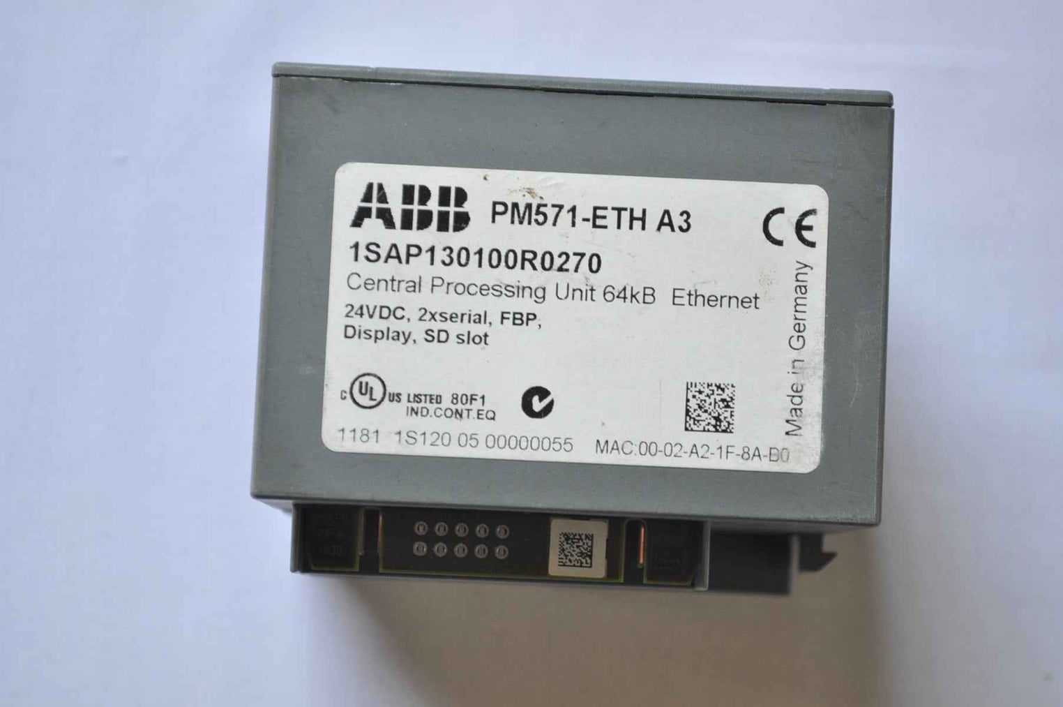 Abb Pm571-eth A3 1Sap130100R0270 Cpu 64Kb Ethernet Plc Module