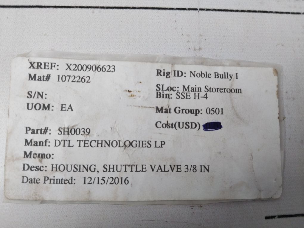 Dtl Engineering Sh0118-1 3/8" Shuttle Valve Sh0039