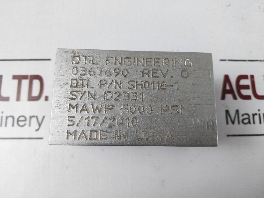 Dtl Engineering Sh0118-1 3/8" Shuttle Valve Sh0039