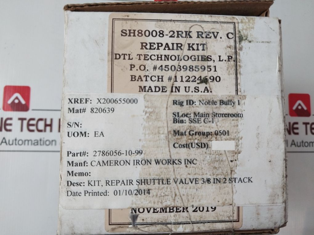 Dtl Sh8008-2Rk Rev. C Shuttle Valve Repair Kit