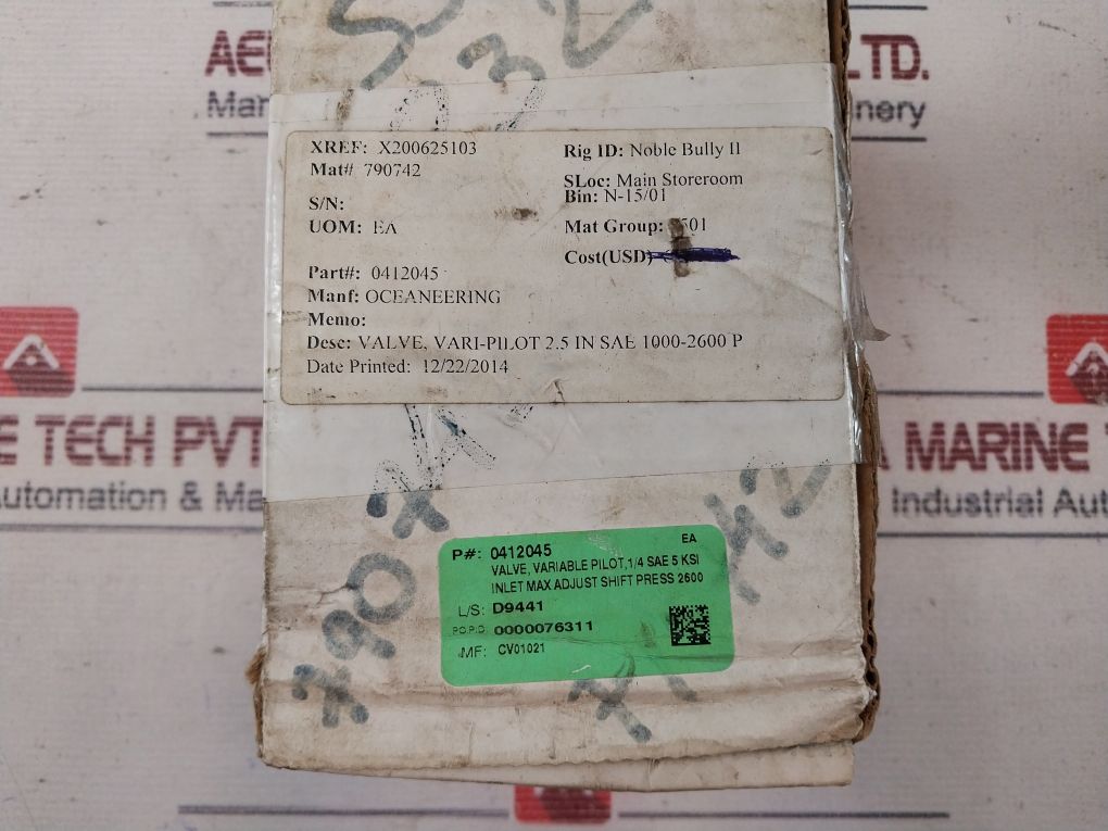 Dtl Technologies Cv01021 Variable Pilot Valve 1/4 Sae