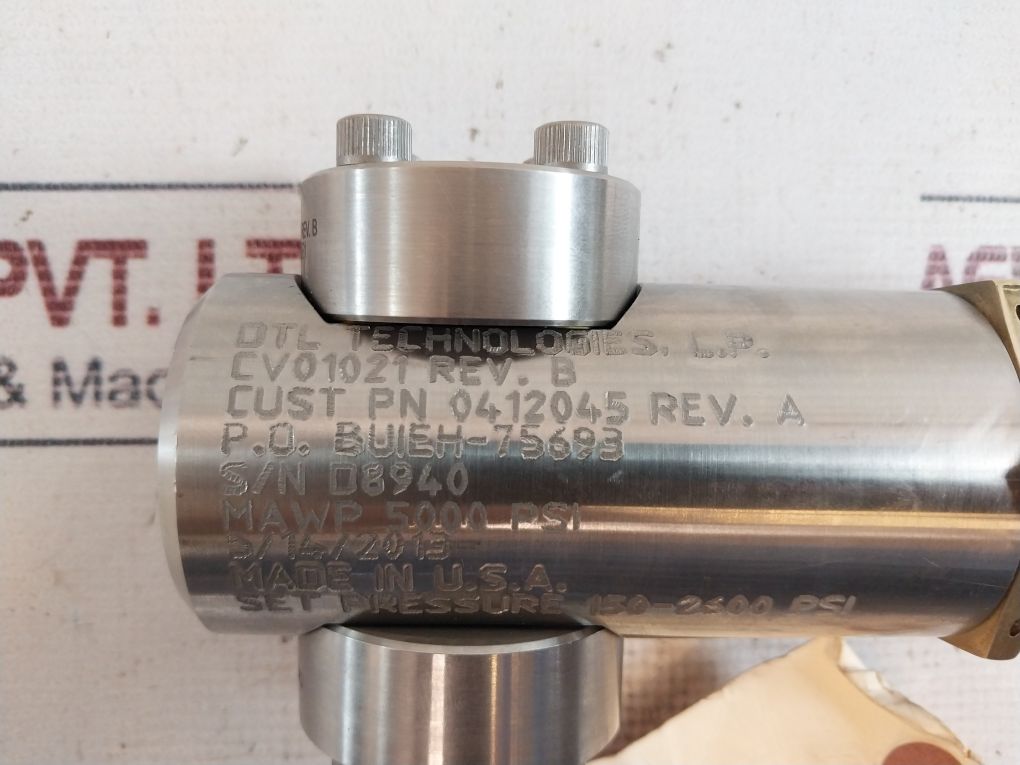 Dtl Technologies Cv01021 Variable Pilot Valve 5000 Psi