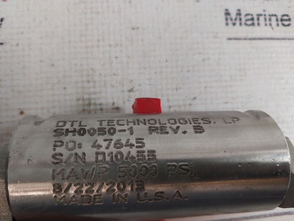 Dtl Technologies Sh0050-1 Pressure Control/Relief Valve Rev.B